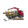Bruder camion lemne Mercedes Benz Arocs cu macara de incarcare graifer si 3 busteni